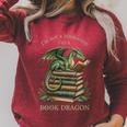 Women's I'm Not A Bookworm I'm A Book Dragon Literary Dragon Reader Raglan Sleeve Sweatshirt Heather Dust