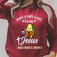 Women's Just A Girl Who Loves Jesus And Avocados And Books Raglan Sleeve Sweatshirt Heather Dust Women's Just A Girl Who Loves Jesus And Avocados And Books Raglan Sleeve Sweatshirt Heather Dust