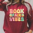 Women's Library Book Fair Vibe Groovy Retro School Reading Nostalgic Raglan Sleeve Sweatshirt Heather Dust