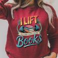 Women's Lift So I Can Carry More Books Reading Lovers Reader Workout Raglan Sleeve Sweatshirt Heather Dust