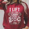Women's I Lift So I Can Carry More Books Reading Reader Book Workout Raglan Sleeve Sweatshirt Heather Dust Women's I Lift So I Can Carry More Books Reading Reader Book Workout Raglan Sleeve Sweatshirt Heather Dust