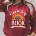 Women's Take A Look Its In A Book Retro Reading Bookworm Librarian Raglan Sleeve Sweatshirt Heather Dust Women's Take A Look Its In A Book Retro Reading Bookworm Librarian Raglan Sleeve Sweatshirt Heather Dust