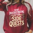 Women's Im Not Procrastinating Im Doing Side Quests Book Lover Raglan Sleeve Sweatshirt Heather Dust