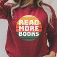 Women's Read More Books Retro Vintage Book Lover Raglan Sleeve Sweatshirt Heather Dust Women's Read More Books Retro Vintage Book Lover Raglan Sleeve Sweatshirt Heather Dust