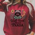 Women's Well Read Trash Panda Book Lover Raccoon Raglan Sleeve Sweatshirt Heather Dust