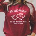 Women's Reader Bibliophobia The Fear Of Running Out Of Books To Read Raglan Sleeve Sweatshirt Heather Dust Women's Reader Bibliophobia The Fear Of Running Out Of Books To Read Raglan Sleeve Sweatshirt Heather Dust