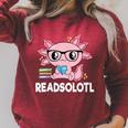 Women's Readsolotl Axolotl Book Lover Reading Women Girls Kids Raglan Sleeve Sweatshirt Heather Dust