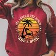 Women's Retro Beach Book Lover Vacation All I Need Is THE Beach And Raglan Sleeve Sweatshirt Heather Dust