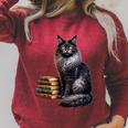 Women's Smokey Maine Coon Cat Book Lover Raglan Sleeve Sweatshirt Heather Dust Women's Smokey Maine Coon Cat Book Lover Raglan Sleeve Sweatshirt Heather Dust