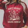 Women's Soft Heart Dark Shelf Dark Romance Book Lover Skeleton Goth Raglan Sleeve Sweatshirt Heather Dust