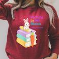 Women's Teaching Spring Semester Bunny Books Pencil Classroom Raglan Sleeve Sweatshirt Heather Dust