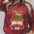 Women's Unearth A Story T Rex Reading Book Floral Summer Reading Raglan Sleeve Sweatshirt Heather Dust Women's Unearth A Story T Rex Reading Book Floral Summer Reading Raglan Sleeve Sweatshirt Heather Dust