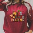 Women's Wild About Reading Book Animal Children's Book Lover Teacher Raglan Sleeve Sweatshirt Heather Dust Women's Wild About Reading Book Animal Children's Book Lover Teacher Raglan Sleeve Sweatshirt Heather Dust