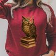 Women's Wise Owl Monocle Books Scholar Academic Art Raglan Sleeve Sweatshirt Heather Dust