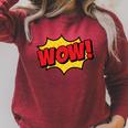 WOW Comic Book Cartoon Speech Bubble Pop Art Raglan Sleeve Sweatshirt Heather Dust