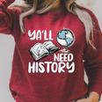Y'All Need History Historical Book Teacher Student For Men Women Kids Raglan Sleeve Sweatshirt Heather Dust