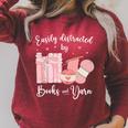 Yarn Quote Easily Distracted By Books And Yarn Reader Premium Tri-Blend Raglan Sleeve Sweatshirt Heather Dust