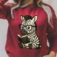 Zebra Reading Book Lover Raglan Sleeve Sweatshirt Heather Dust