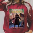 Zombie Halloween Horror Vintage Comic Book Retro Scary Raglan Sleeve Sweatshirt Heather Dust