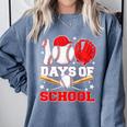 100 Days Of School Baseball Boys Kids Students Comfort Colors Sweatshirt Denim