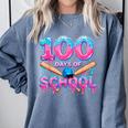 100 Days Of School Baseball Dripping Ice Cream 100th Day Comfort Colors Sweatshirt Denim