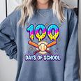100 Days Of School Baseball Ice Cream Drip Kids Boys Teacher Comfort Colors Sweatshirt Denim