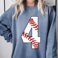 4 Laces 4th Birthday Boy Four Years Baseball Mom T-Shirt Comfort Colors Sweatshirt Denim