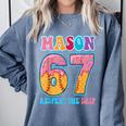 6 7 Mason Baseball Drip Number 67 Player Or 67th Birthday Comfort Colors Sweatshirt Denim
