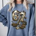 67 Baseball Six Seven Baseball 6 7 Kids Boys Girls Comfort Colors Sweatshirt Denim