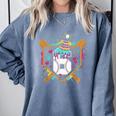 6th Birthday Baseball Drip Number 6 Year Old Birthday Boy Comfort Colors Sweatshirt Denim