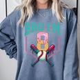8th Birthday Boy Bro I'm 8 Years Old Baseball Theme Comfort Colors Sweatshirt Denim
