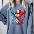 American Baseball Drip Graffiti Ball And Bat Comfort Colors Sweatshirt Denim