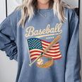 American Flag Baseball Player Bat Fan Catcher Pitcher USA Comfort Colors Sweatshirt Denim American Flag Baseball Player Bat Fan Catcher Pitcher USA Comfort Colors Sweatshirt Denim