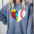 Autism Baseball Heart Autism Puzzle Baseball Mom Comfort Colors Sweatshirt Denim