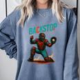 Backstop Catcher Baseball Graphic Comfort Colors Sweatshirt Denim