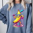 Banana With Baseball Bat Street Baseball Drip Comfort Colors Sweatshirt Denim Banana With Baseball Bat Street Baseball Drip Comfort Colors Sweatshirt Denim