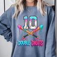 Baseball 10 Year Old Ice Cream Drip 10th Bday Double Digits Comfort Colors Sweatshirt Denim Baseball 10 Year Old Ice Cream Drip 10th Bday Double Digits Comfort Colors Sweatshirt Denim