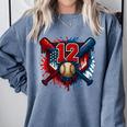 Baseball 12 Year Old Splash Drip 12th Birthday Boy Number 12 Comfort Colors Sweatshirt Denim Baseball 12 Year Old Splash Drip 12th Birthday Boy Number 12 Comfort Colors Sweatshirt Denim