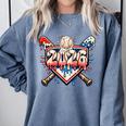 Baseball 2026 Ice Cream Drip Bats For Boys Birthday Graphic Comfort Colors Sweatshirt Denim Baseball 2026 Ice Cream Drip Bats For Boys Birthday Graphic Comfort Colors Sweatshirt Denim