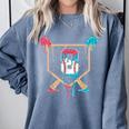 Baseball 8 Year Old Ice Cream Drip 8th Birthday Boys Player Comfort Colors Sweatshirt Denim