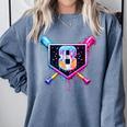 Baseball 8 Year Old Ice Cream Drip 8th Birthday Party Comfort Colors Sweatshirt Denim