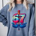 Baseball Bat Hands Drip 67 Six Seven Gen Alpha Slang Meme Comfort Colors Sweatshirt Denim