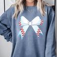 Baseball Bow Baseball Mom Women Baseball Mama Premium Comfort Colors Sweatshirt Denim