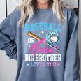 Baseball Or Bows Big Brother Loves You Gender Pink Or Blue Comfort Colors Sweatshirt Denim Baseball Or Bows Big Brother Loves You Gender Pink Or Blue Comfort Colors Sweatshirt Denim