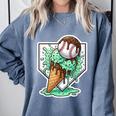 Baseball Boys Ice Cream Drip Baseball Boys Youth Mint Choco Comfort Colors Sweatshirt Denim