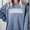 Baseball Bubble Letter Comfort Colors Sweatshirt Denim