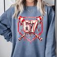 Baseball Candy Cane Drip 6 7 Six Seven Meme Christmas Boys Comfort Colors Sweatshirt Denim