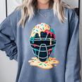 Baseball Catcher Mask Ice Cream Dripping Baseball Boy Youth Comfort Colors Sweatshirt Denim Baseball Catcher Mask Ice Cream Dripping Baseball Boy Youth Comfort Colors Sweatshirt Denim