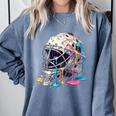 Baseball Catcher Mask Ice Cream Dripping Baseball Boys Comfort Colors Sweatshirt Denim