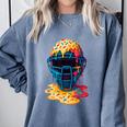 Baseball Catcher Mask Ice Cream Dripping Baseball Fan Boys Comfort Colors Sweatshirt Denim